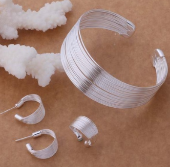 925 Silver Set earrings ring bracelet