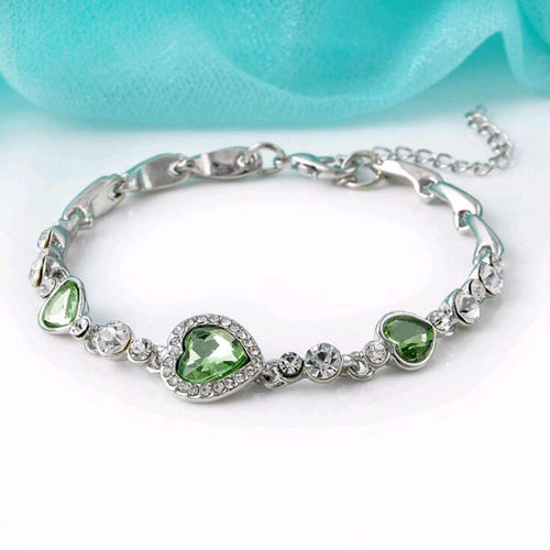 Heart-shaped Heart Zircon Crystal Diamond Bracelet
