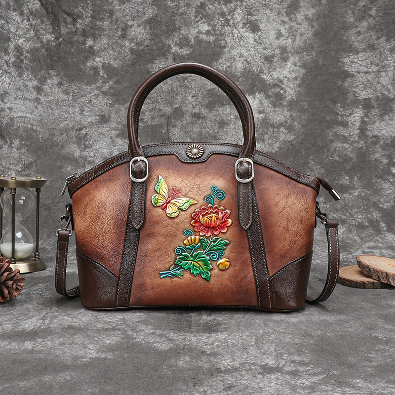 Hand-rubbed Three-dimensional Relief Retro Female Bag - Minihomy