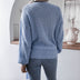 Rib-Knit Lantern Sleeve Wrap Sweater