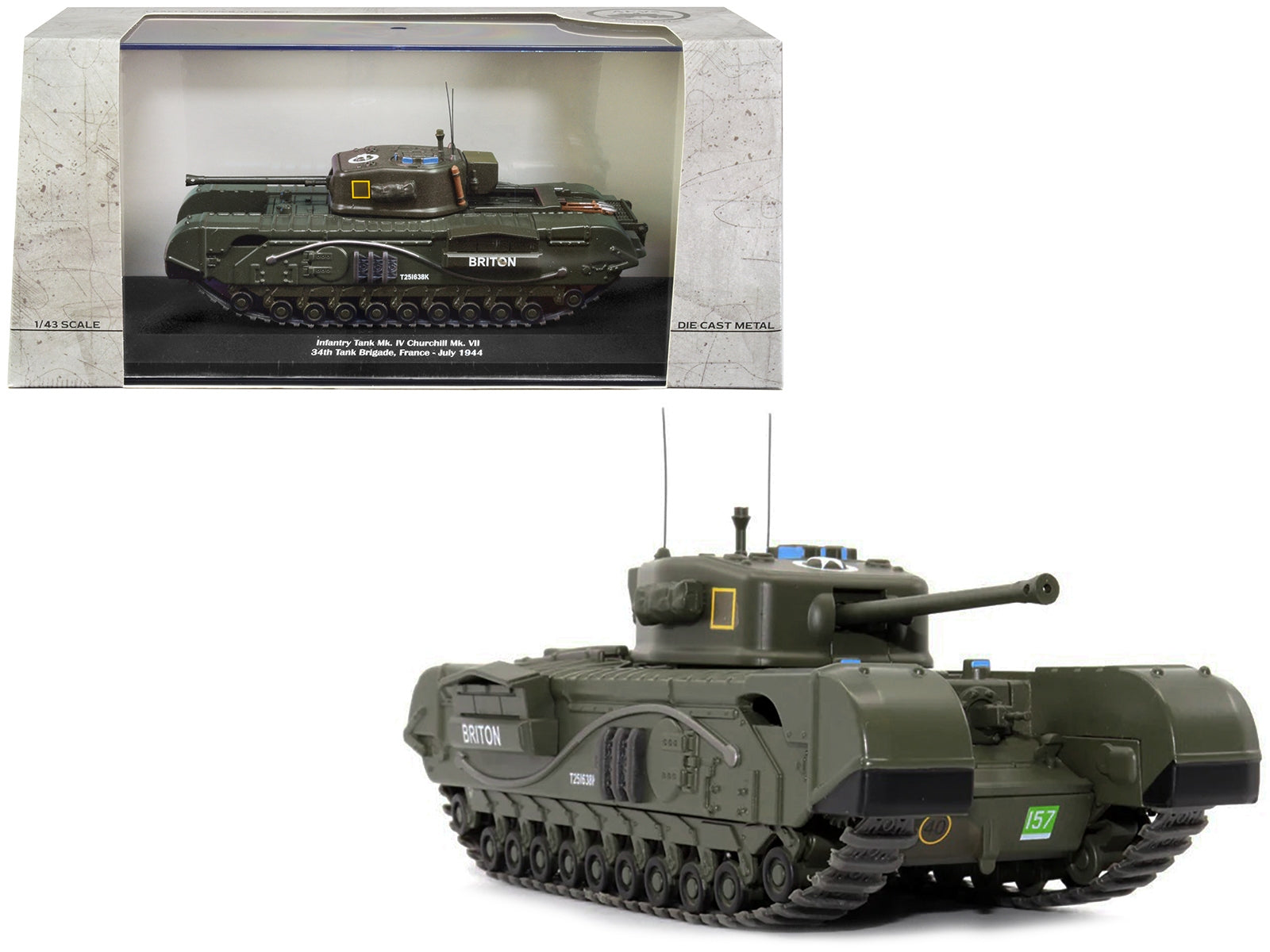 Infantry Tank Mk. IV Churchill Mk. VII "Briton" "UK 34th Tank Brigade France July 1944" 1/43 Diecast Model by AFVs of WWII - Minihomy