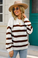 Striped Dropped Shoulder Tunic Sweater