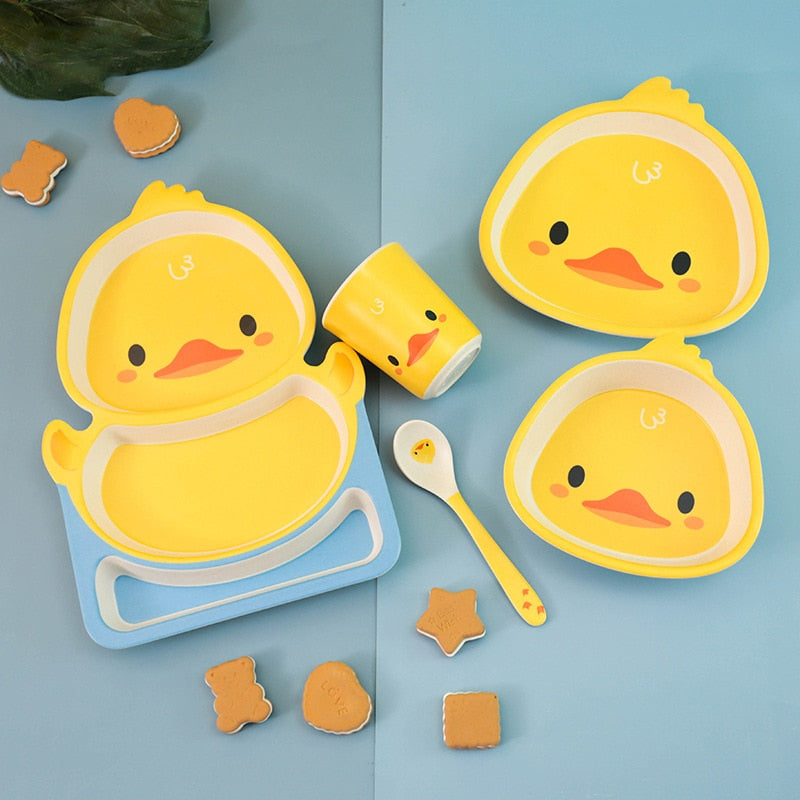 Bamboo fiber children's tableware little yellow duck set