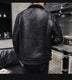 Men Faux Leather Jacket Warm Velvet Collar Outwear - Minihomy