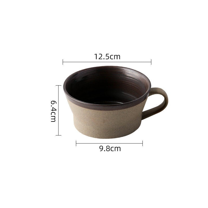 Ceramic Coffee Cup and Saucer Set Creative Handmade Retro Coffee Cup - Minihomy