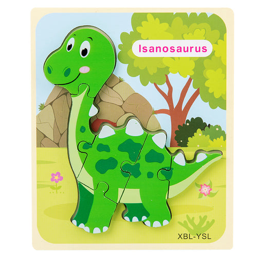 Baby Wooden Cartoon Dinosaur 3D Puzzle Jigsaw for Kids Montessori Early Learning Educational Puzzle Toys