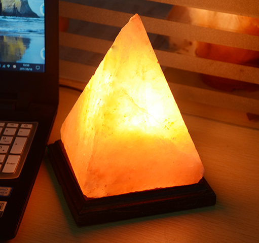 Wooden Base Himalayan Crystal Rock Salt Lamp Air Purifier Night Light