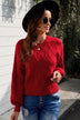 Cable-Knit Solid Dropped Shoulder Sweater - Minihomy