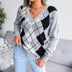 Argyle V-Neck Long Sleeve Sweater - Minihomy