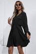 Collared Tie Waist Button Up Shirt Dress - Minihomy