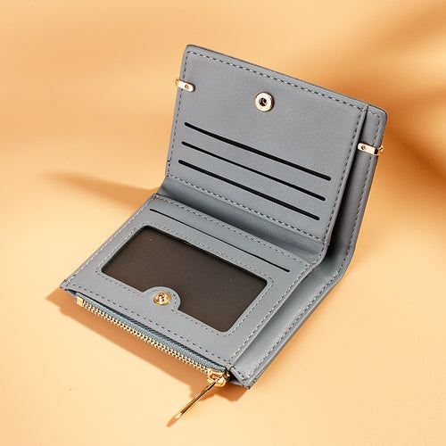 Multi card slot short zipper ladies wallet