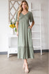 HEYSON Full Size Smocked Pocket Midi Dress in Sage - Minihomy