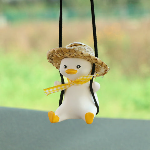 Car Pendant Cute Anime Little Duck Swing Auto Rearview Mirror Hanging Ornaments Interior Decoraction Accessories