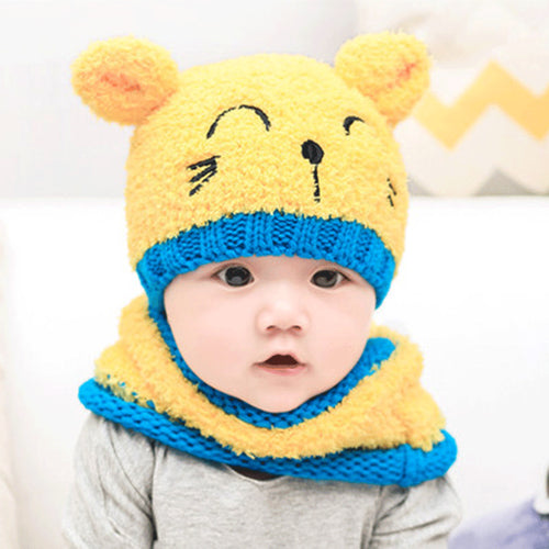 Wool scarf baby hat