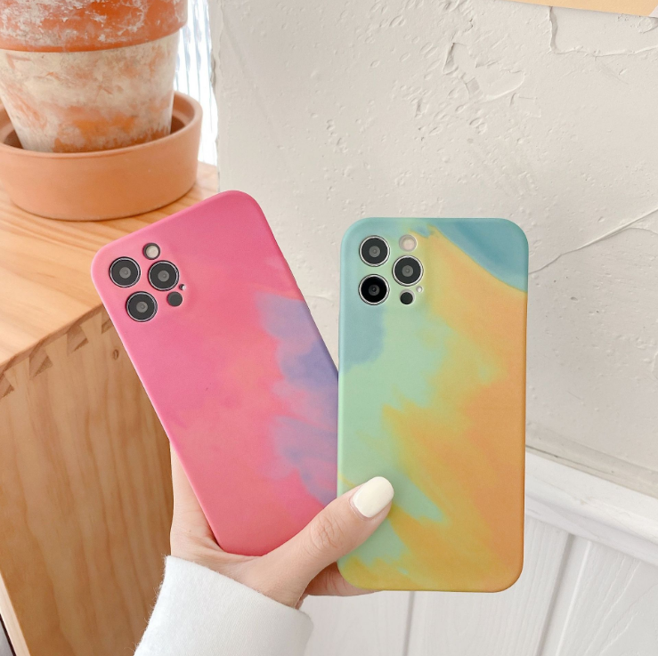 Phone Case Oil Painting Gradient Geometry Soft Silicone Cases For iPhone