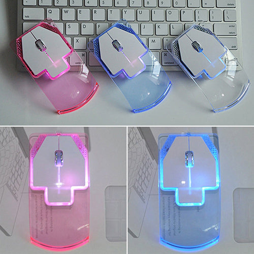 Creative Ultra-thin Transparent 2.4GHz Wireless Optical Luminous Mouse for PC Laptop