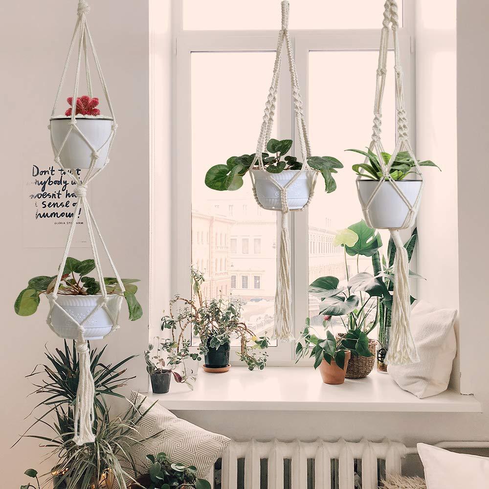 4 Pack - Macrame Hanging Baskets - Minihomy