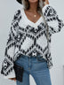 Geometric Print Chunky Knit Sweater - Minihomy