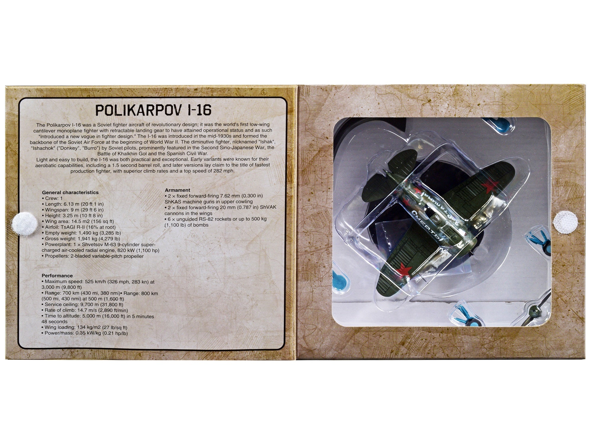 Polikarpov I-16 Fighter Plane (USSR 1933) 1/72 Diecast Model by Warbirds of WWII - Minihomy