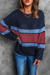 Color Block Boat Neck Dropped Shoulder Sweater - Minihomy