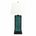 13 X 15 X 30.75 Black Metal With Teal Brick Pattern - Table Lamp - Minihomy