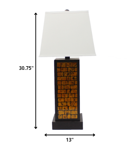 13 X 15 X 30.75 Black Metal With Yellow Brick Pattern - Table Lamp - Minihomy