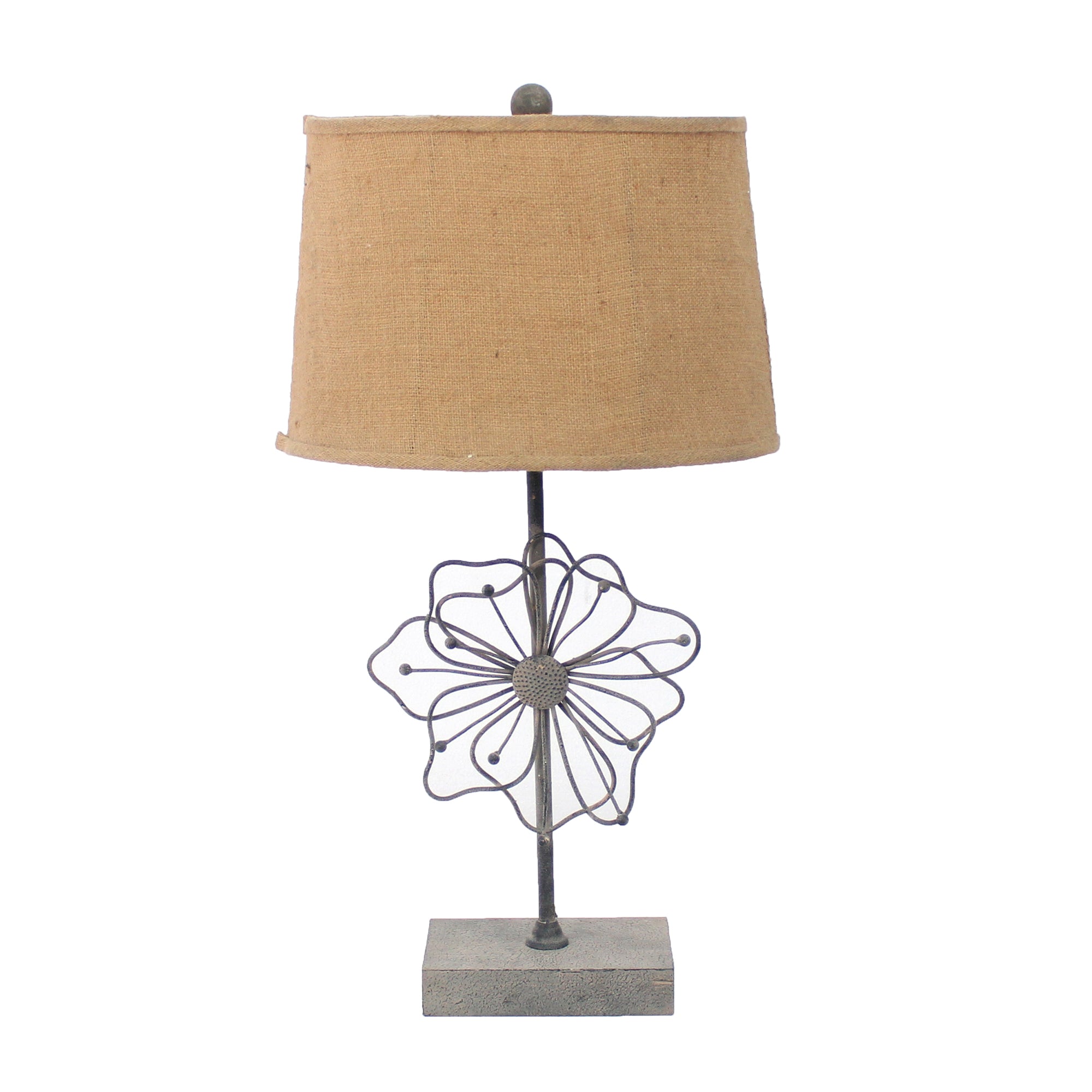 11 X 15 X 27.75 Tan Country Cottage With Blooming Flower Pedestal - Table Lamp - Minihomy