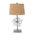 11 X 15 X 27.75 Tan Country Cottage With Blooming Flower Pedestal - Table Lamp - Minihomy