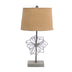 11 X 15 X 27.75 Tan Country Cottage With Blooming Flower Pedestal - Table Lamp - Minihomy