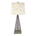 15 X 13 X 28.5 Tan Industrial Metal With Gentle Linen Shade - Table Lamp - Minihomy