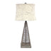 15 X 13 X 28.5 Tan Industrial Metal With Gentle Linen Shade - Table Lamp - Minihomy