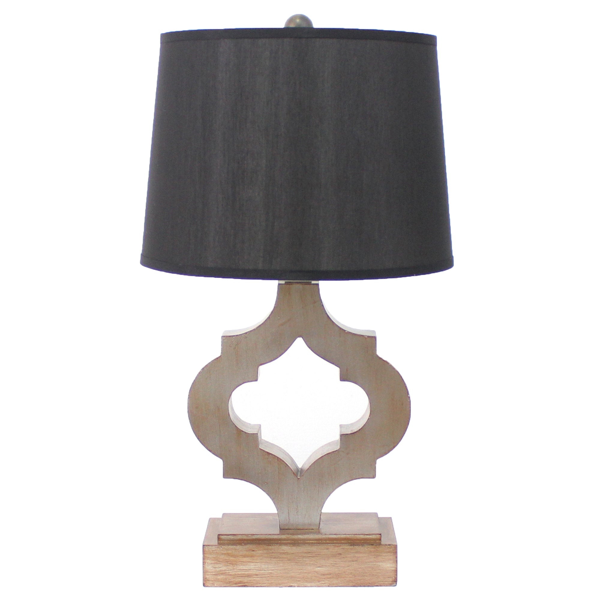 12 X 14 X 25.25 Black Traditional Wooden Linen Shade - Table Lamp - Minihomy