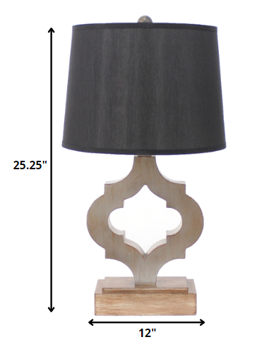 12 X 14 X 25.25 Black Traditional Wooden Linen Shade - Table Lamp - Minihomy