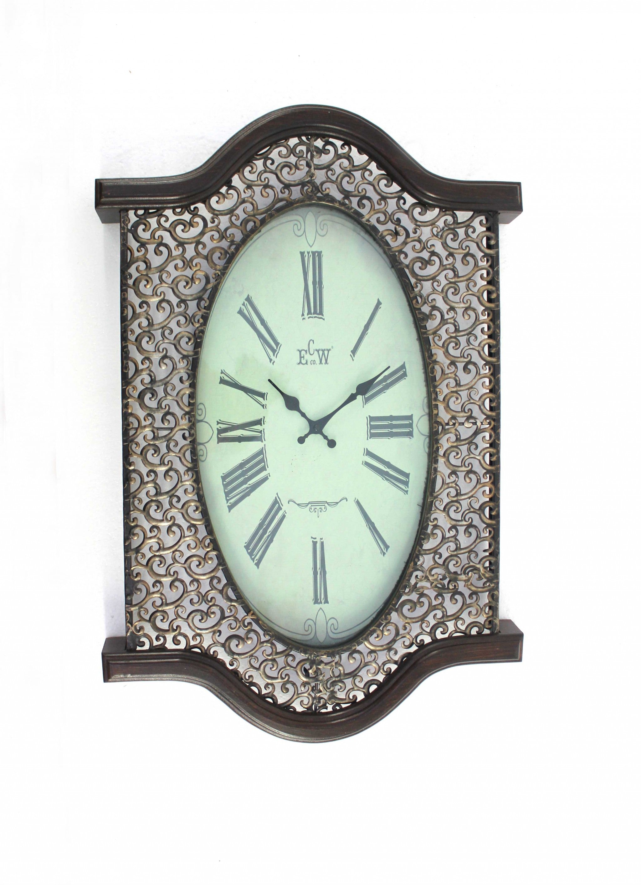 20" Novelty Brown Wood Mechanical Analog Wall Clock - Minihomy