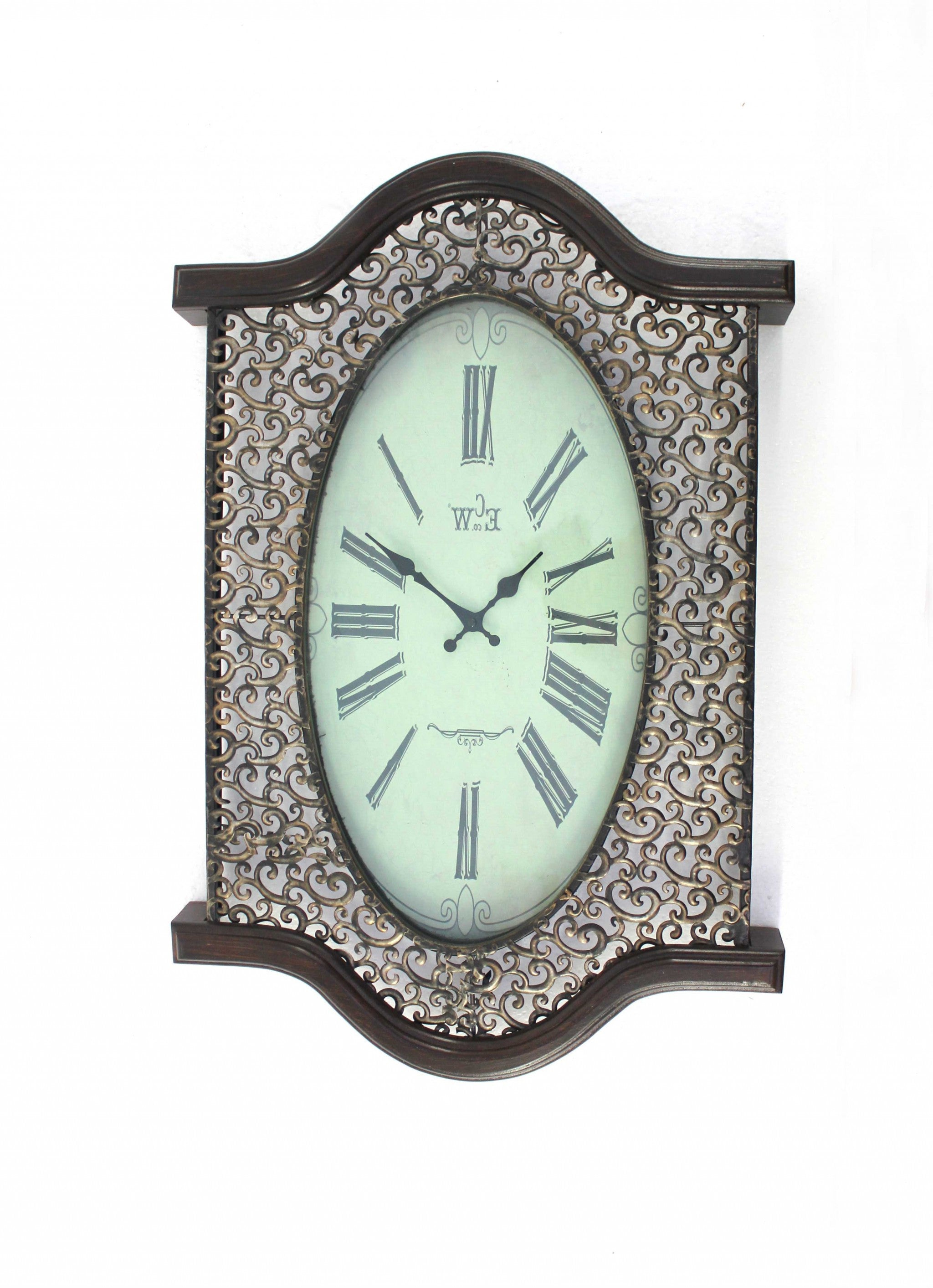 20" Novelty Brown Wood Mechanical Analog Wall Clock - Minihomy