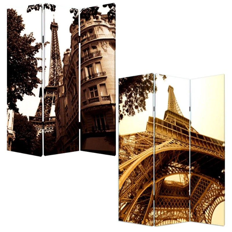 1" X 48" X 72" Multi Color Wood Canvas Paris  Screen - Minihomy