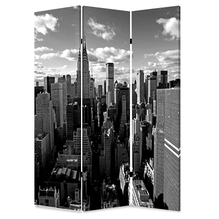 1" X 48" X 72" Multi Color Wood Canvas New York Skyline  Screen - Minihomy