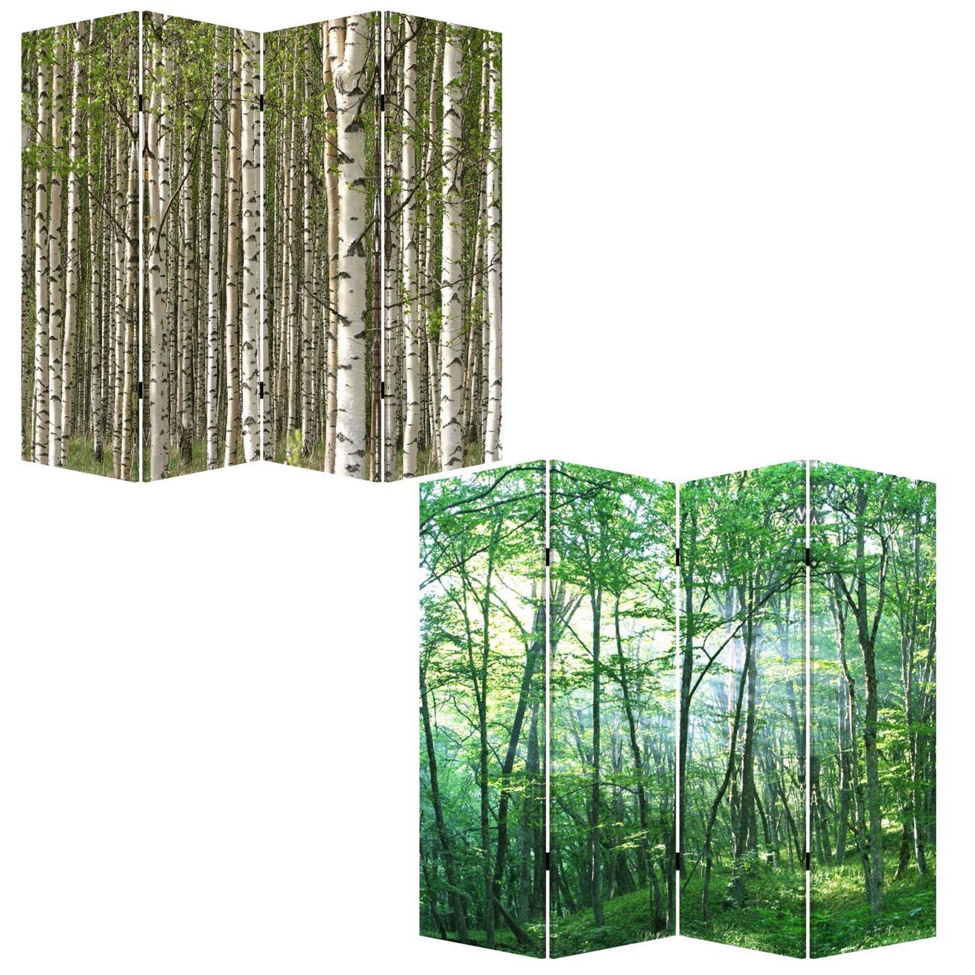 1" X 84" X 84" Multi Color Wood Canvas Prolific Forrest  Screen - Minihomy