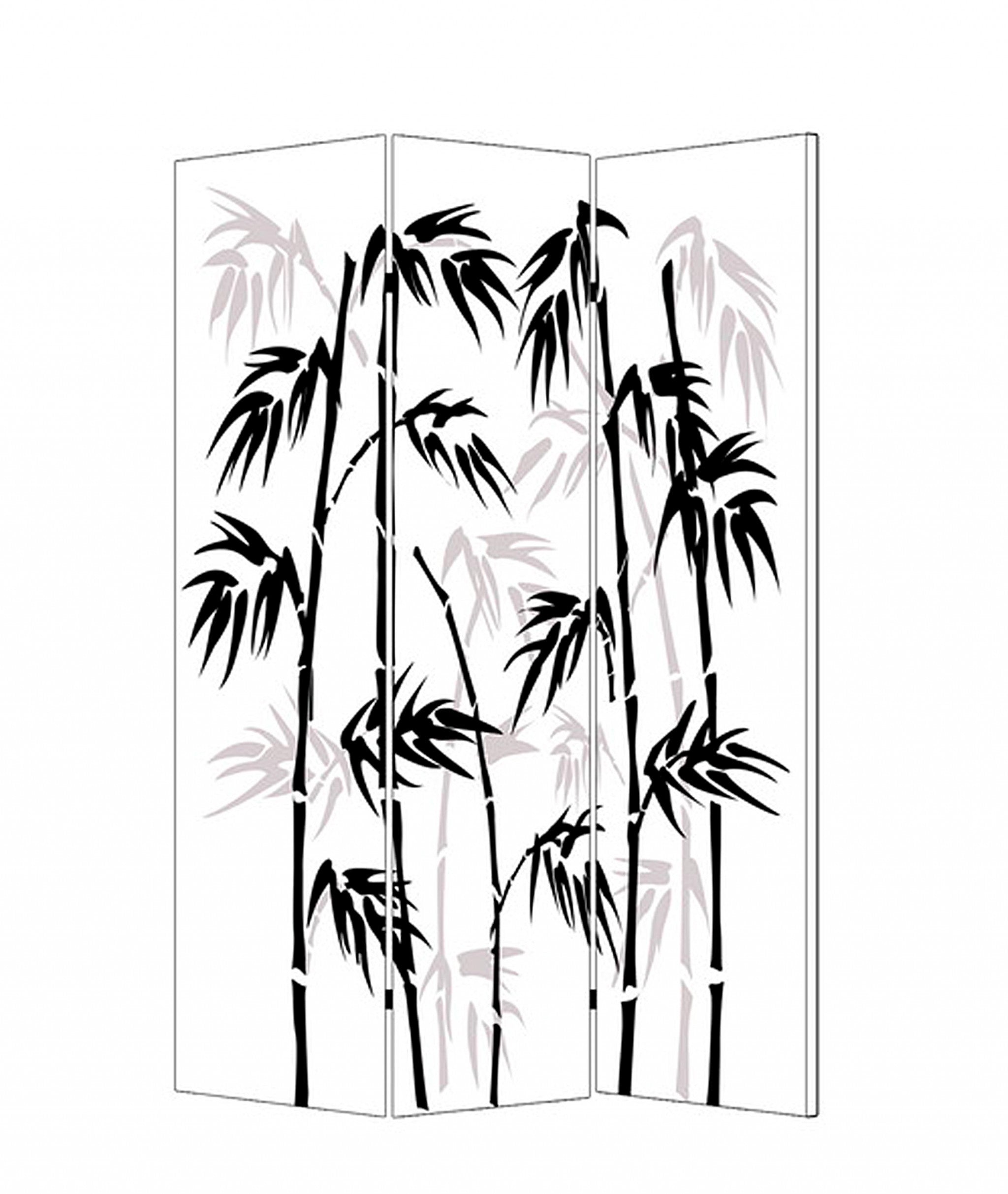 1 X 48 X 72 Multi Color Wood Canvas Bamboo Leaf  Screen - Minihomy