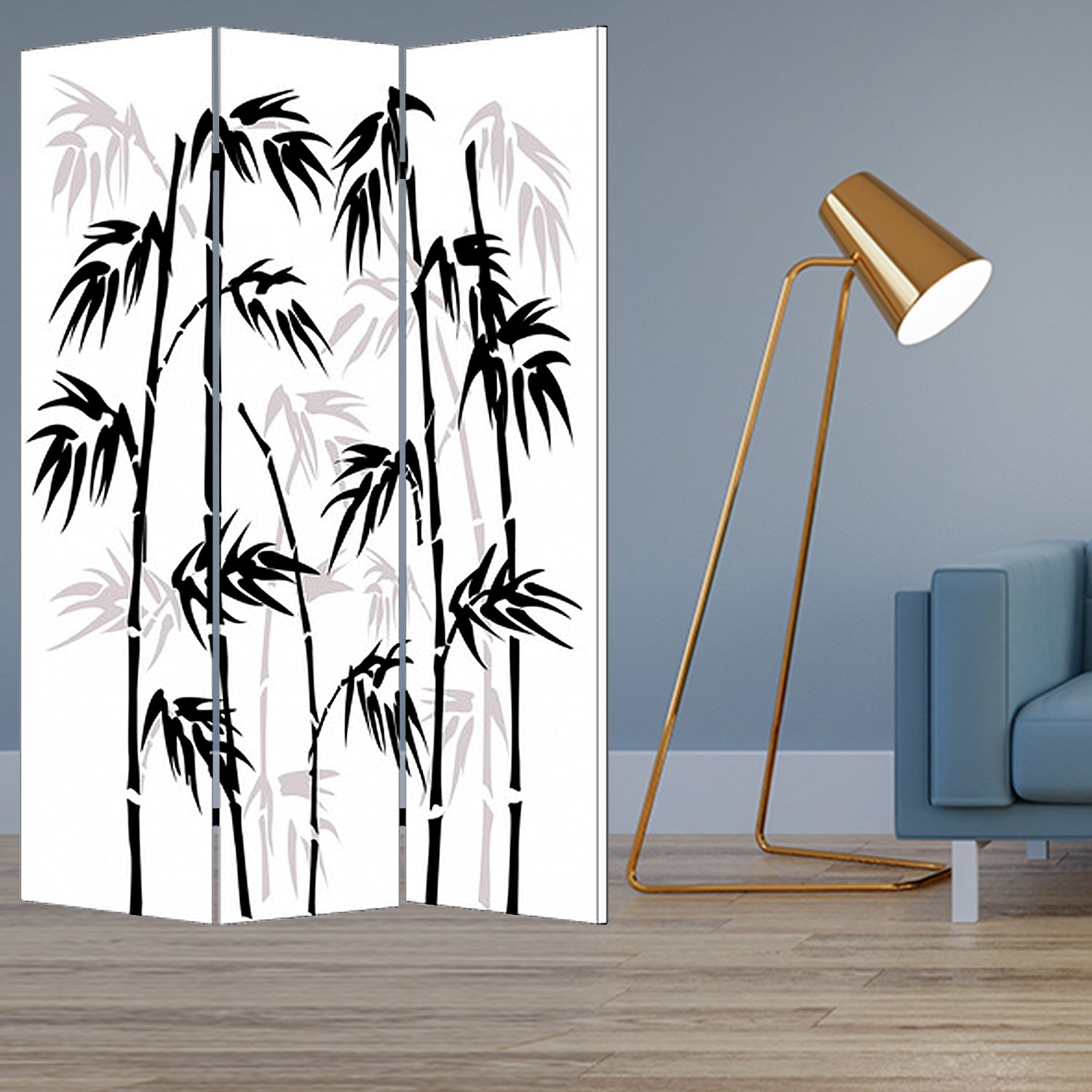 1 X 48 X 72 Multi Color Wood Canvas Bamboo Leaf  Screen - Minihomy