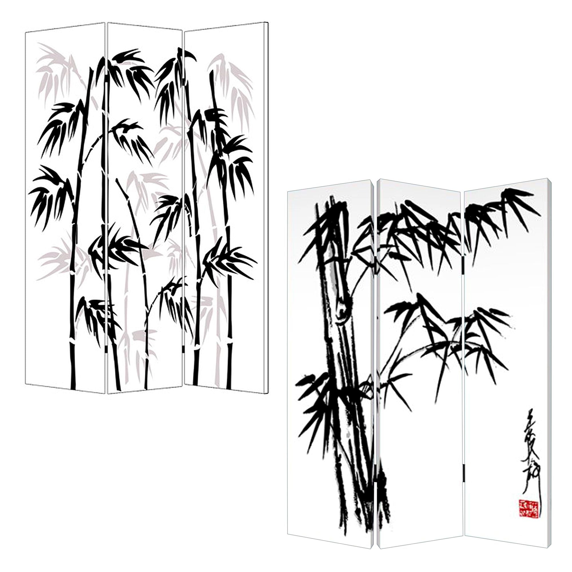 1 X 48 X 72 Multi Color Wood Canvas Bamboo Leaf  Screen - Minihomy