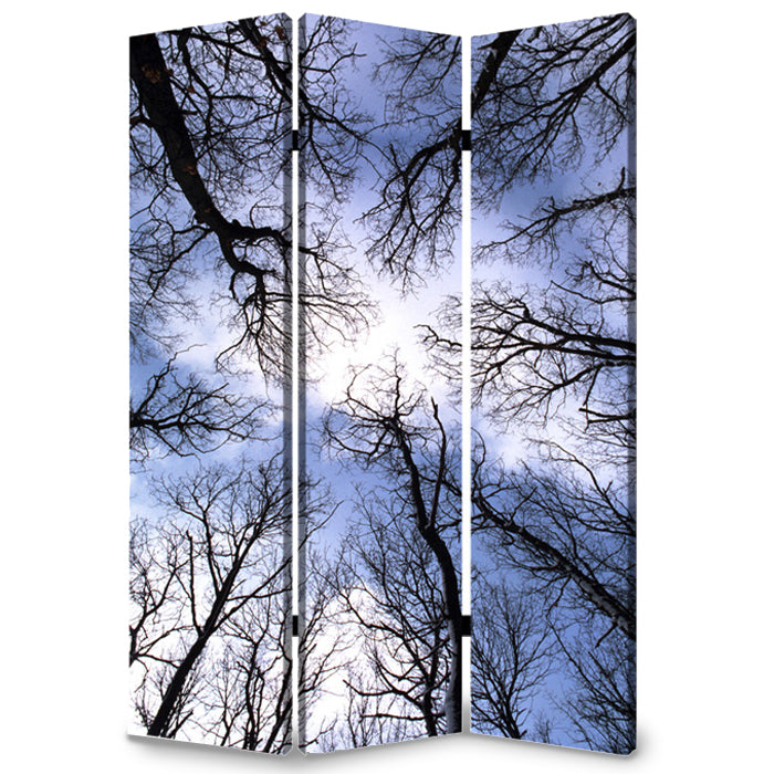 1" X 48" X 72" Multi Color Wood Canvas Forest  Screen - Minihomy