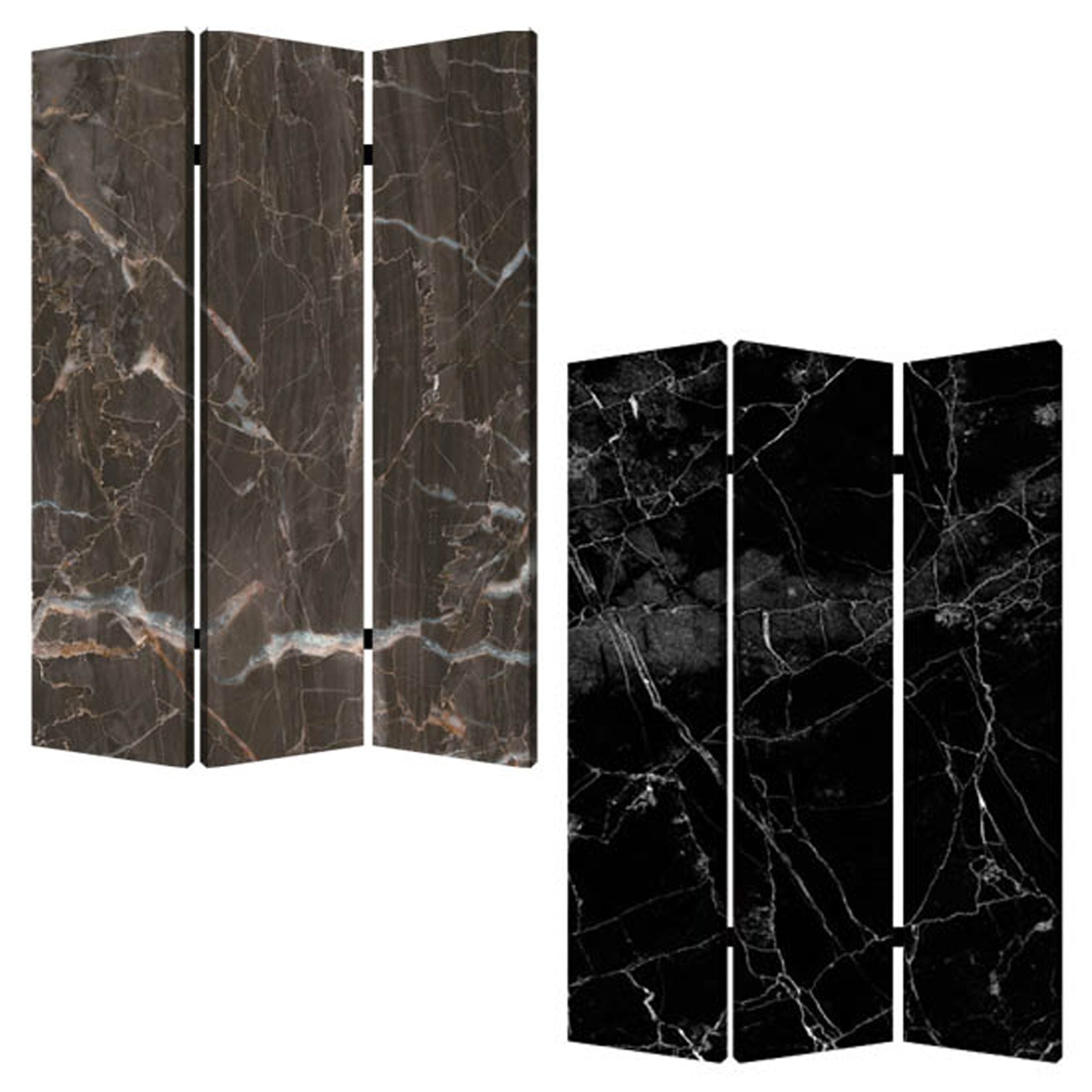 1" X 48" X 72" Multi Color Wood Canvas Black Marble  Screen - Minihomy