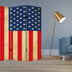 1" X 84" X 84" Multi Color Wood Canvas American Flag  Screen - Minihomy