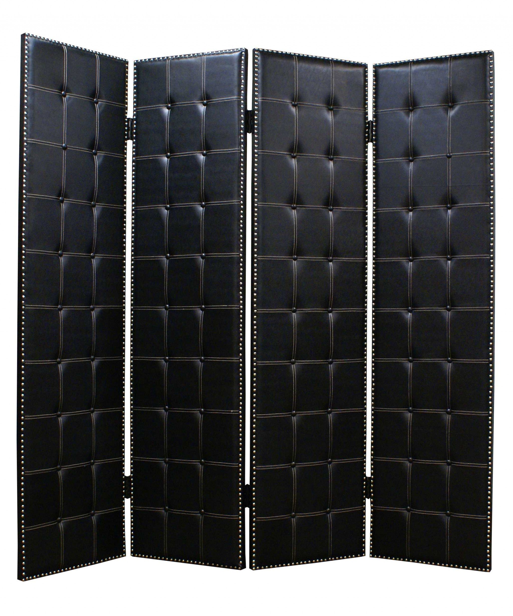 1 X 84 X 84 Black Faux Leather  Screen - Minihomy