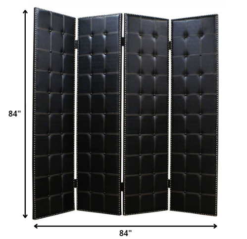 1 X 84 X 84 Black Faux Leather  Screen - Minihomy