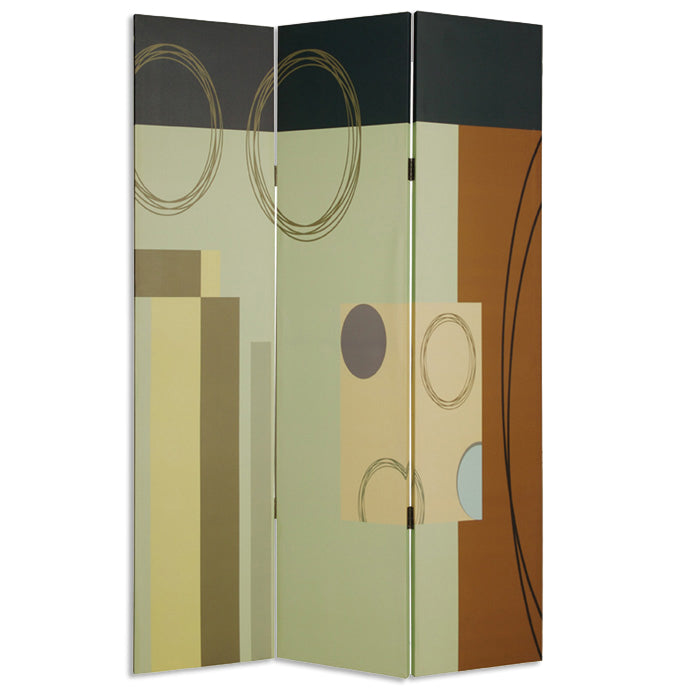 1" X 48" X 72" Multi Color Wood Canvas 3 Panel Screen - Minihomy