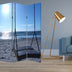 1" X 48" X 72" Multi Color Wood Canvas Seaside Serenity  Screen - Minihomy