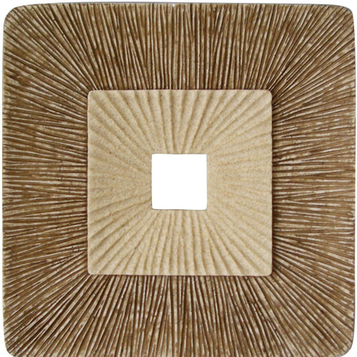 1 X 14 X 14 Brown Concave Square Double Layer Ribbed  Wall Plaque Set Of 2