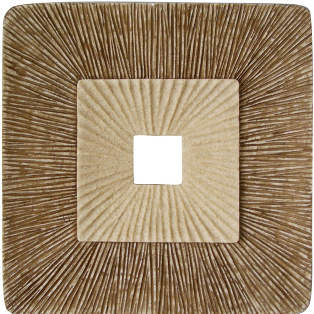 1 X 19 X 19 Brown Concave Square Double Layer Ribbed  Wall Plaque - Minihomy